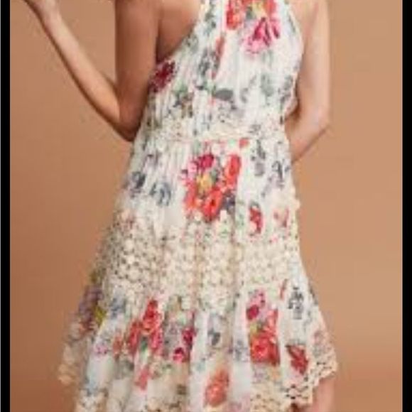 ANTHROPOLOGIE RANNA GILL Kalila Floral Women's Halter Lace Cottagecore Dress - Picture 4 of 12